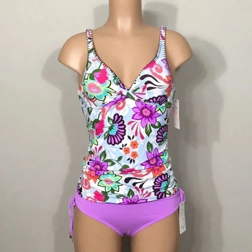 Anne Cole floral lilac tankini set. 32/34-S. NWT